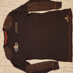 Coogi Brown Waffle Knit Embroidered Spellout Crewneck Sweater Vintage Y2K